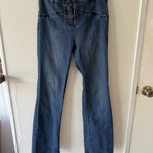 Free People Indigo Lace-Up Flare Jeans